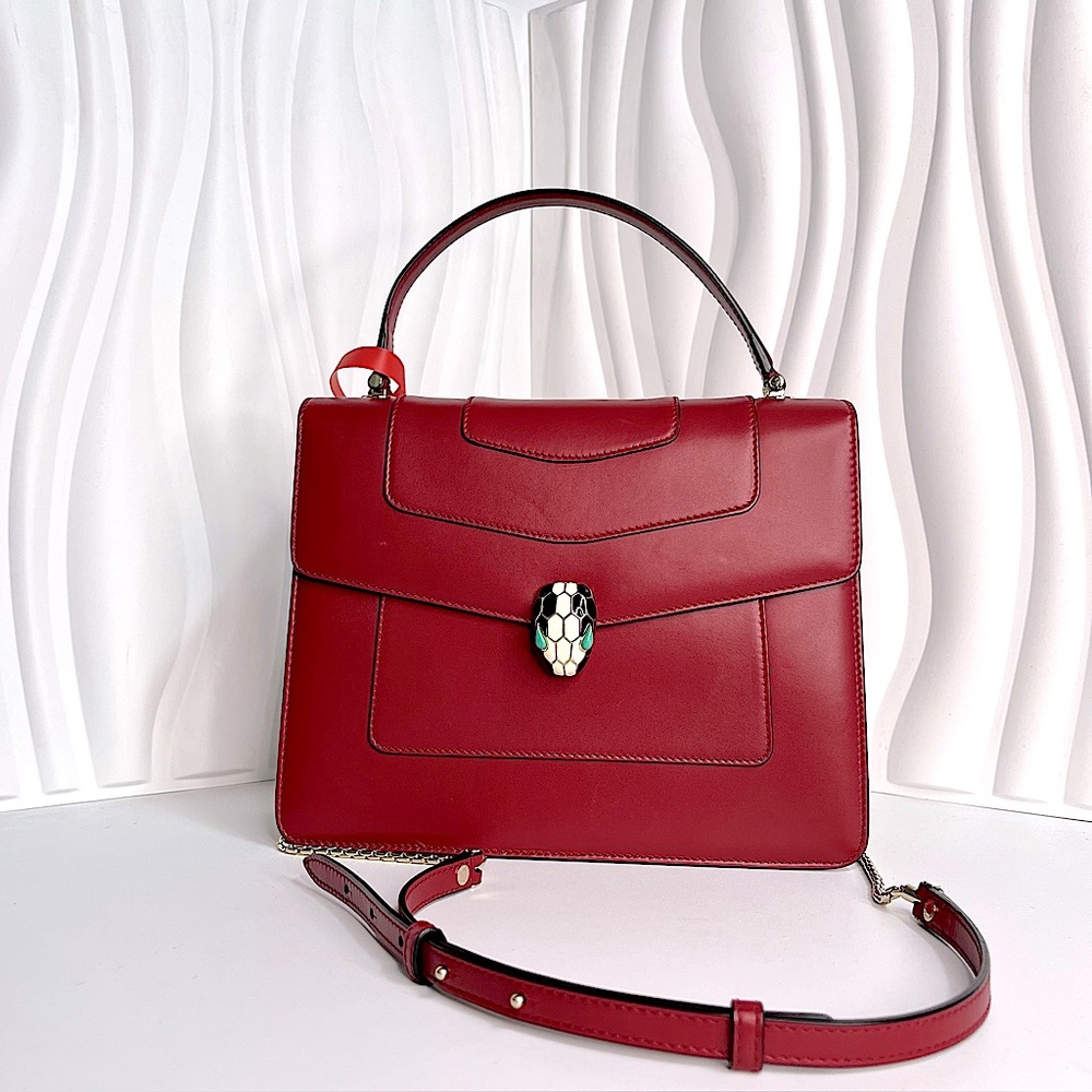 Bvlgari Serpenti Forever Shoulder Bag Leather Medium Red
